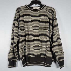 Vintage Florence Tricot 3D Knit Sweater Mens MED Italy Coogi Style 90s Grandpa